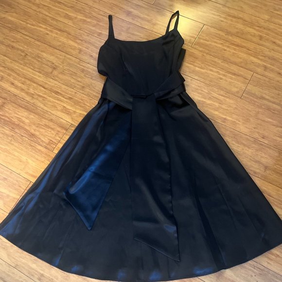 Classic Cocktail Dress, Black Satin, Size 8, Robin Jordan - Picture 1 of 6